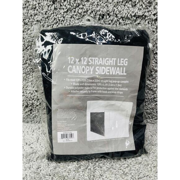 12X12 Straight Leg Canopy Sidewall Mesh Black Durable Polyester Outdoors New - Picture 5 of 8
